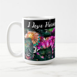 I Liebe Pferde Abstrakte whimsical Horse Malerei Kaffeetasse