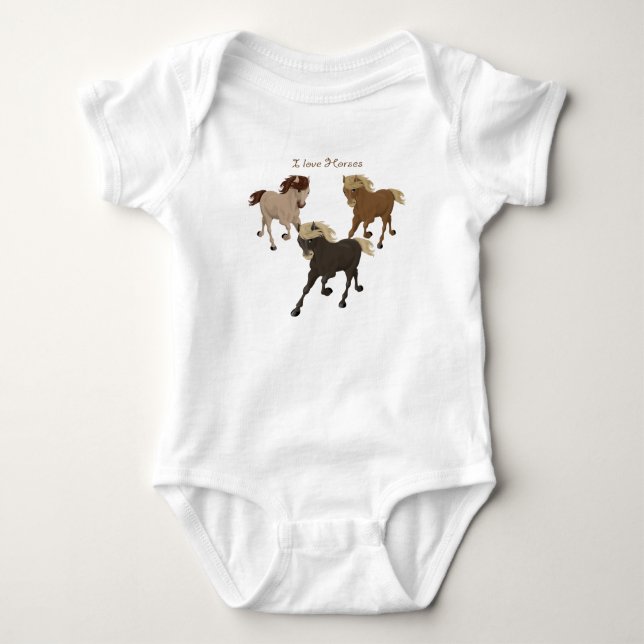 I Liebe Pferde Baby Strampler (Vorderseite)