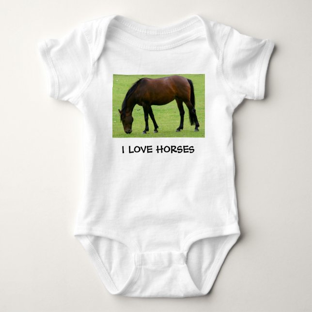 I LIEBE-PFERDE BABY STRAMPLER (Vorderseite)