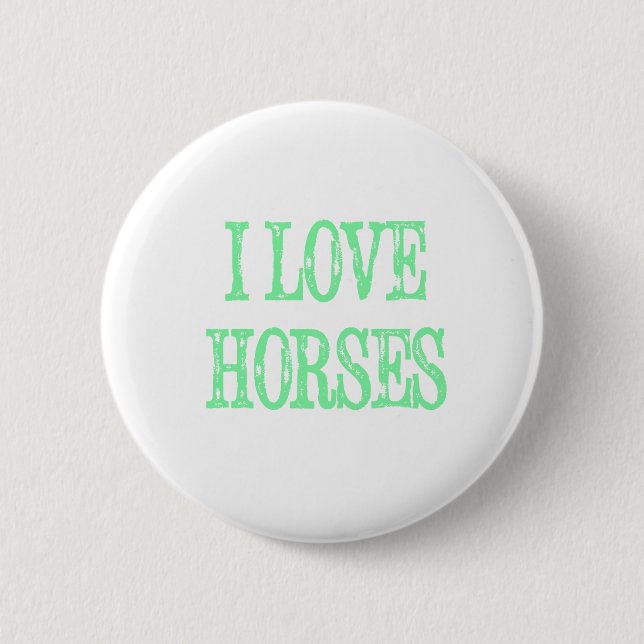 I Liebe Pferde blass grün Button (Vorderseite)