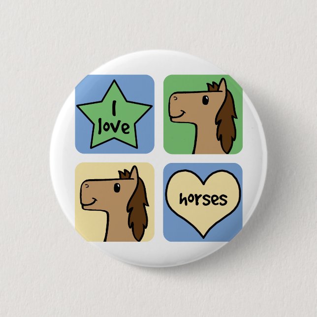 I Liebe Pferde Button (Vorderseite)