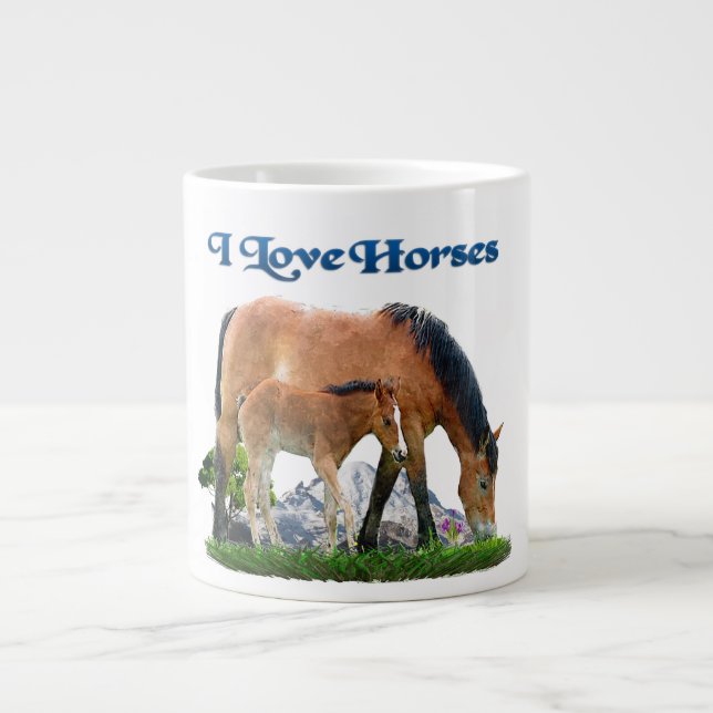 I Liebe Pferde Jumbo-Tasse (Vorderseite)