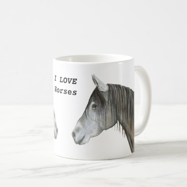 I LIEBE Pferde Kaffeetasse (VorderseiteRechts)