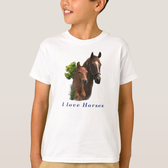 I Liebe Pferde T-Shirt (Vorderseite)