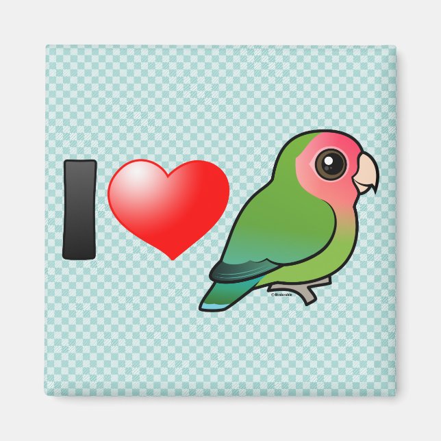 I Liebe pfirsichfarbene Lovebirds Magnet (Vorne)