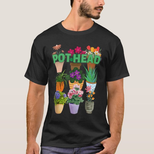 I Liebe Pflanze POT-KOPF T-Shirt (Vorderseite)