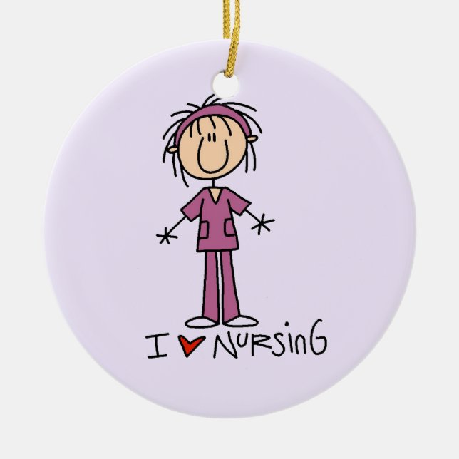 I Liebe Pflege von T - Shirt und Geschenken Keramikornament (Vorne)
