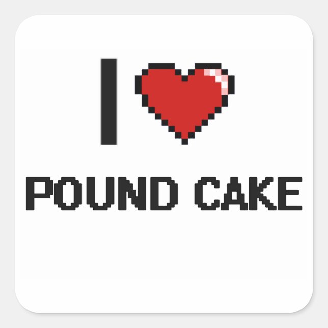 I Liebe Pfund Kuchen Quadratischer Aufkleber (Vorderseite)