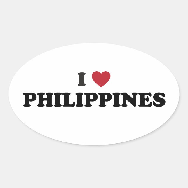 I Liebe Philippinen Ovaler Aufkleber (Vorderseite)