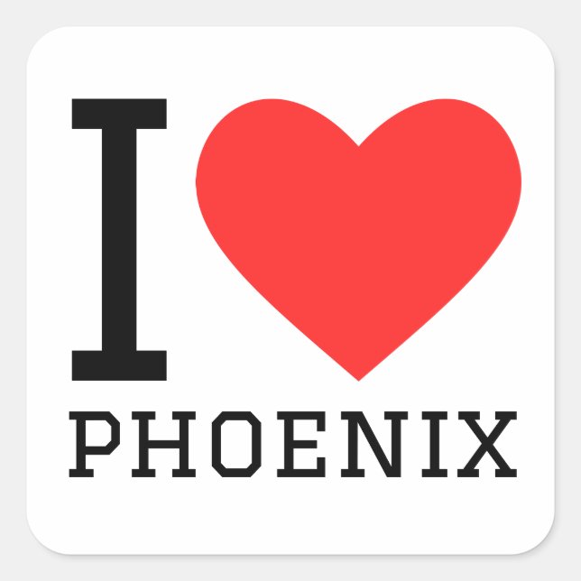 I Liebe Phoenix Quadratischer Aufkleber (Vorderseite)