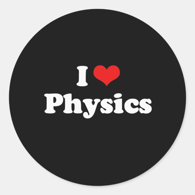 I Liebe Physik Tshirt Runder Aufkleber (Vorderseite)