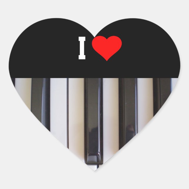 I Liebe Piano Herz-Aufkleber (Vorderseite)