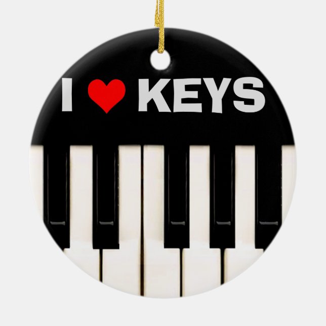 I Liebe Piano Keys Keramikornament (Hinten)