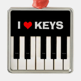 I Liebe Piano Keys Silbernes Ornament