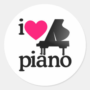 I Liebe Piano Runder Aufkleber