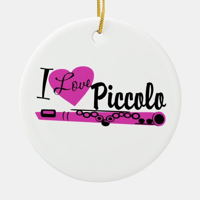 I Liebe Piccolo Marching Band Foto Keramik Ornament (Vorne)