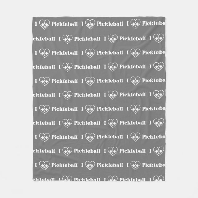 I Liebe Pickleball Heart Retro Fleecedecke (Vorderseite)