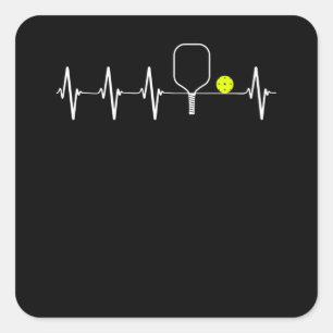 I Liebe Pickleball Heartbeat Quadratischer Aufkleber