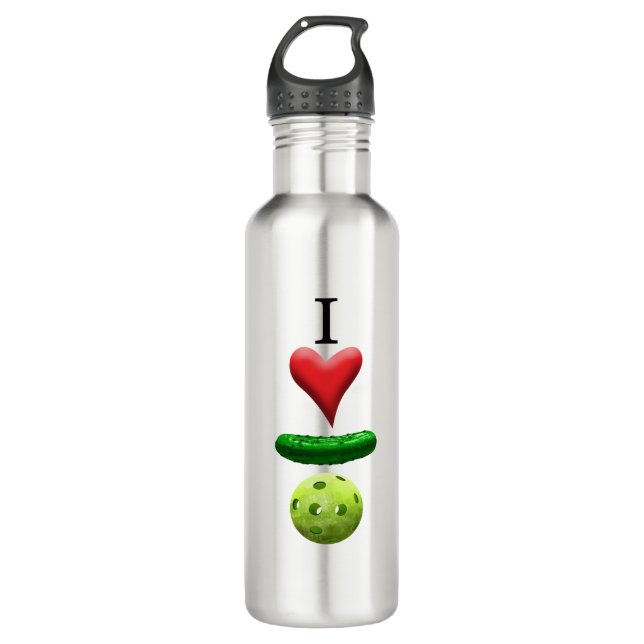 I Liebe Pickleball - Logo Edelstahlflasche (Vorderseite)