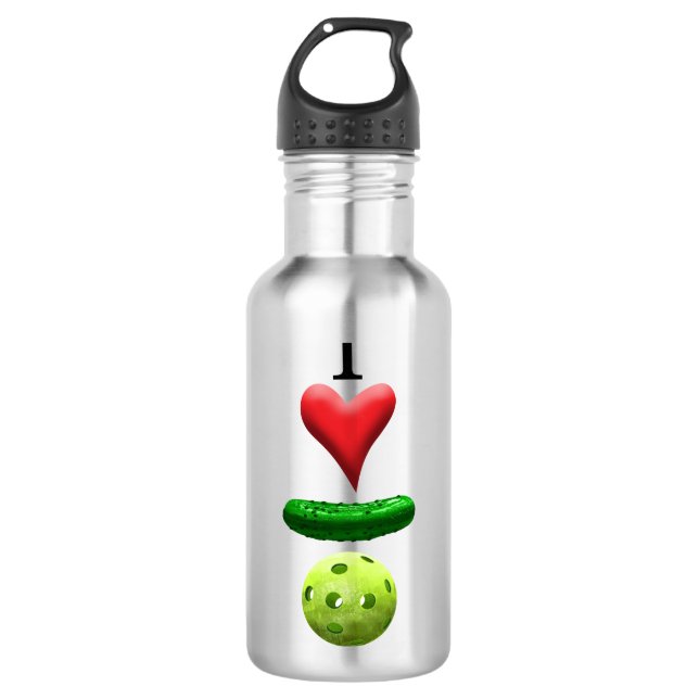 I Liebe Pickleball - Logo Edelstahlflasche (Vorderseite)