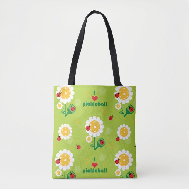 I Liebe Pickleball mit Ladybugs Tasche (Vorderseite)