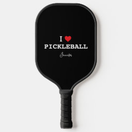 I Liebe Pickleball mit Personalisiertem Namen Pickleball Schläger