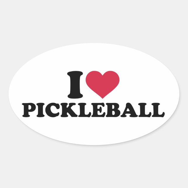 I Liebe Pickleball Ovaler Aufkleber (Vorderseite)
