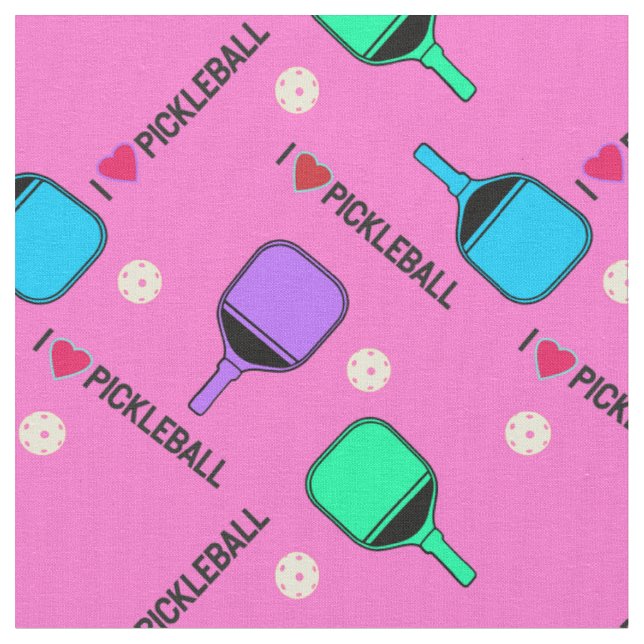 I Liebe pickleball pastel pink Stoff (Nahaufnahme)