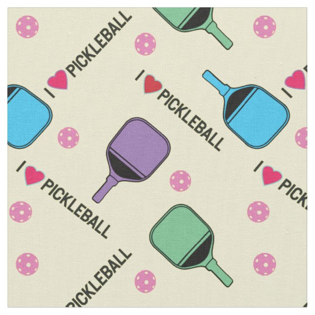 I Liebe Pickleball Pastellgelb Stoff (Nahaufnahme)