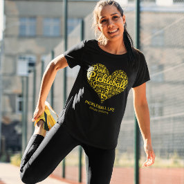 I Liebe Pickleball Personalisiert Name Word Art He T-Shirt