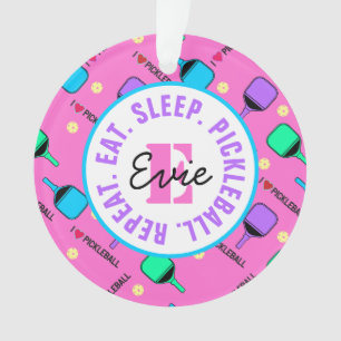 I Liebe Pickleball pink mit Namen, Initial, Text Ornament