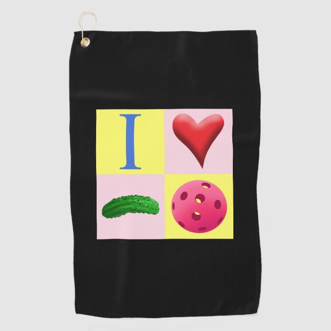 I Liebe Pickleball Pink Sweattuch Golfhandtuch (Vorderseite)