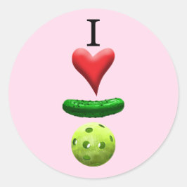 I Liebe Pickleball - Rosa - Runder Aufkleber