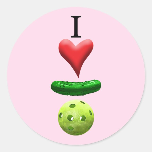 I Liebe Pickleball - Rosa - Runder Aufkleber (Vorderseite)
