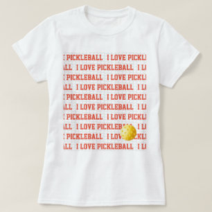 I LIEBE PICKLEBALL Sportspass Gelber Ball Netztext T-Shirt