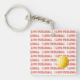 I LIEBE PICKLEBALL Text Sports Game Ball Net Spaß Schlüsselanhänger