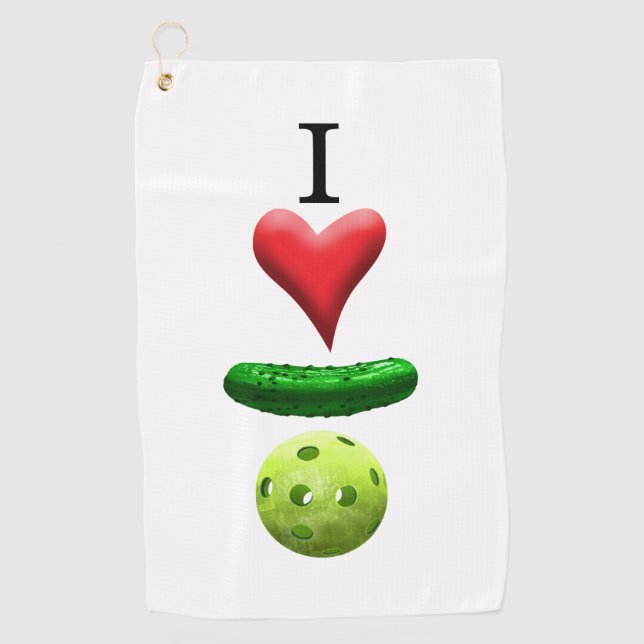 I Liebe Pickleball Weißes Sweattuch Golfhandtuch (Vorderseite)