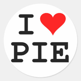 I Liebe Pie (schwarze Schrift) Runder Aufkleber