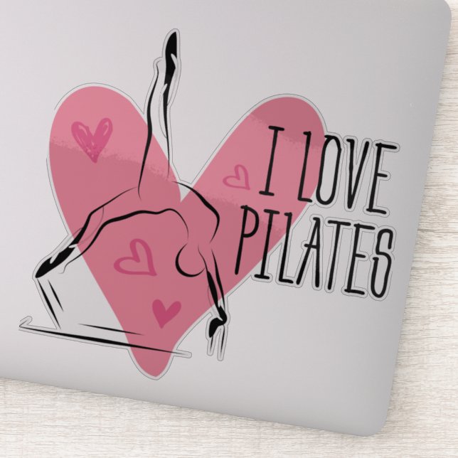 I LIEBE PILATES Pilates Pose über Reformer Aufkleber (Detail)