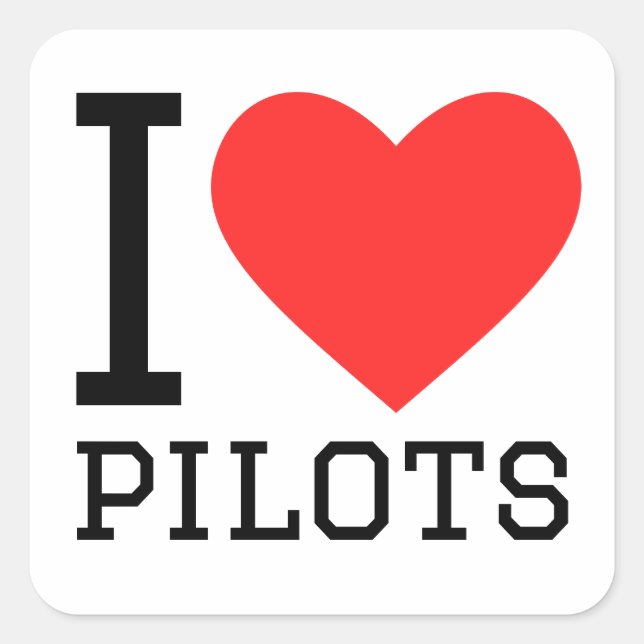 I Liebe Piloten Quadratischer Aufkleber (Vorderseite)