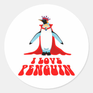 I Liebe Pinguin Runder Aufkleber