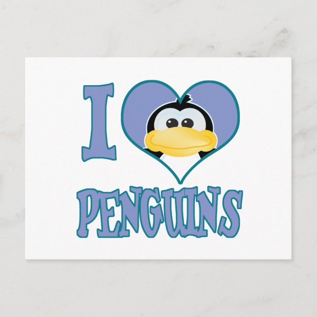 I Liebe Pinguine Postkarte (Vorderseite)