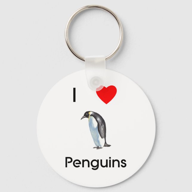 I Liebe Pinguine Schlüsselanhänger (Vorderseite)