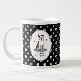 I Liebe Pit Bulls (lt brindle white 3) Herz Niedli Jumbo-Tasse