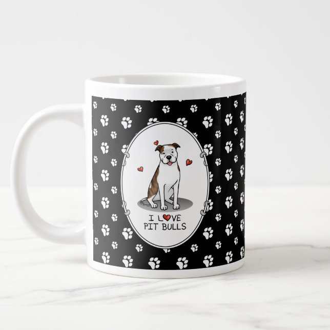 I Liebe Pit Bulls (lt brindle white 3) Herz Niedli Jumbo-Tasse (Links)
