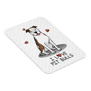 I Liebe Pit Bulls (lt brindle white 3) Herz Niedli Magnet