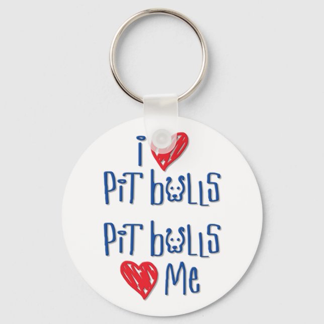 I Liebe Pit Bulls - Pit Bulls Liebe Schlüsselanhänger (Vorderseite)