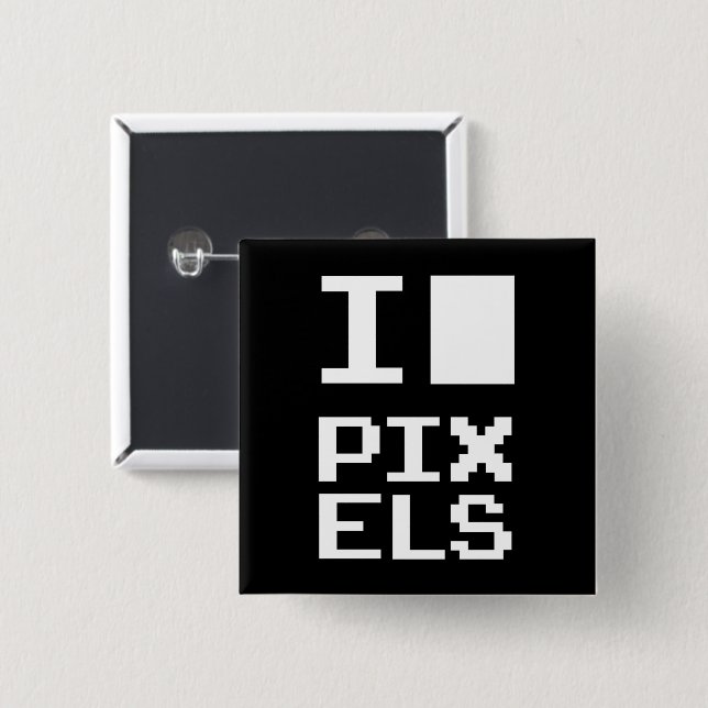 I Liebe Pixel, Geek Design, Pixelkunst Button (Vorne & Hinten)