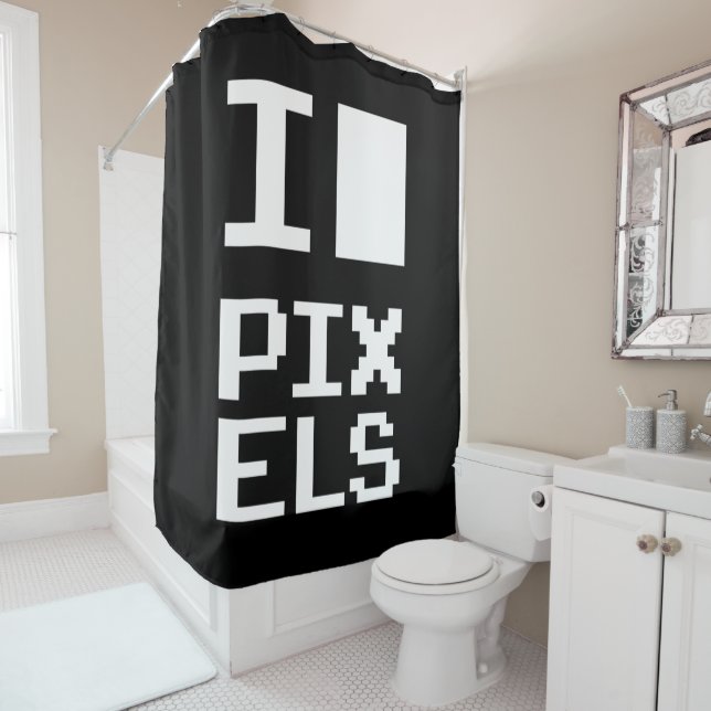I Liebe Pixel, Geek Design, Pixelkunst Duschvorhang (Beispiel)