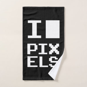 I Liebe Pixel, Geek Design, Pixelkunst Handtuch